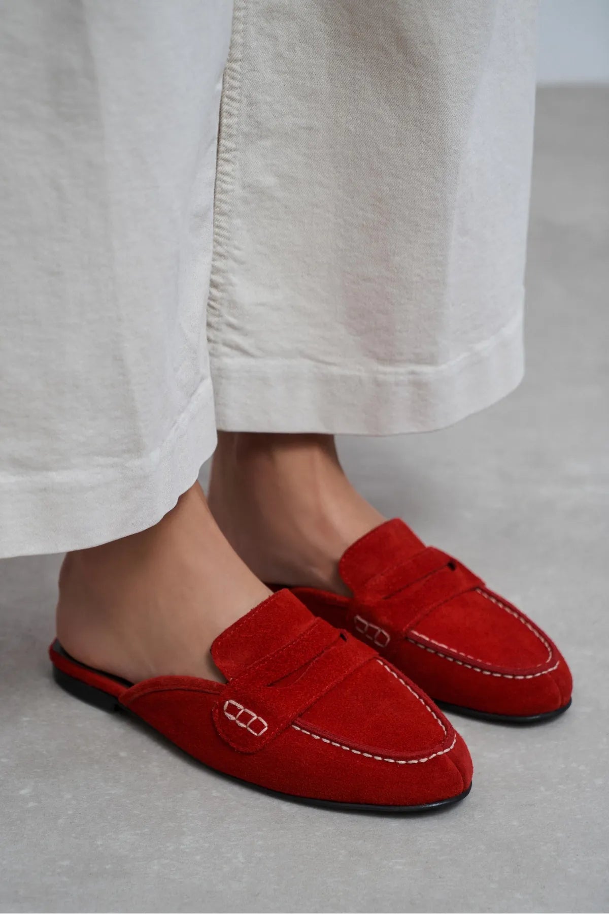 HARVEY Red Genuine Leather Suede Flat Women’s Loafer Slippers | FOOTWEAR | Slipper | Lebbse HARVEY Red Genuine Leather Suede Flat Women’s Loafer Slippers | FOOTWEAR | Slipper | Lebbse