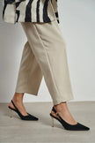 VIORA Black Velvet Buckle Detail Women’s Gold Heel Shoes