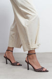 JULIAN Brown Polka Dot Satin Bow Detail Women’s Heels