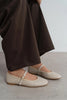 JEREMI Beige Matte Pattern Buckle Detail Women’s Ballet Flats