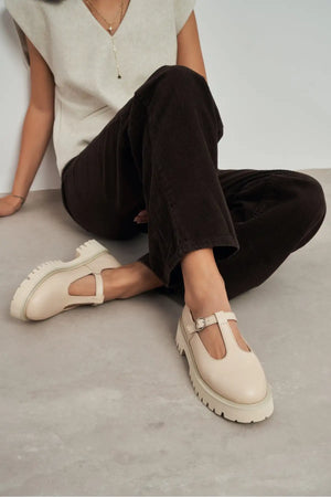 STANA BEIGE BUCKLE DETAIL THICK-SOLED WOMEN'S SHOES