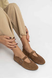 MERA TABA SUEDE BUCKLE DETAIL BUCKLE DETAIL FLAT SOLE WOMEN'S BALLERINA - PRE ORDER