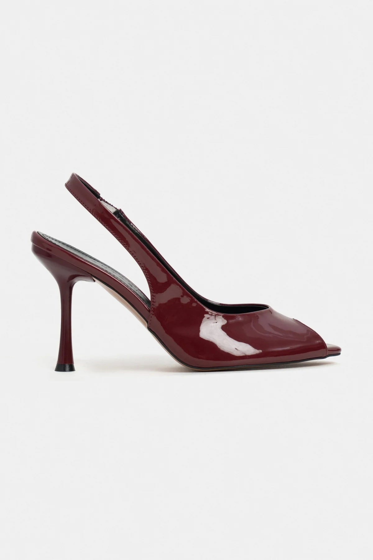 BETTY Burgundy Patent Open-Toe Women’s Heels