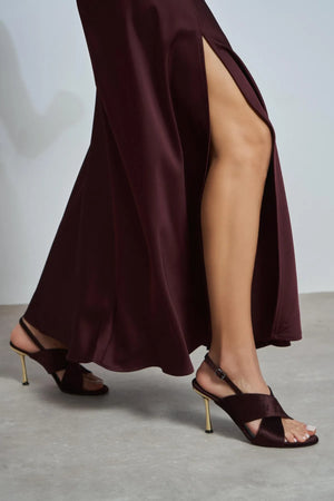 ZOYA Coffee Velvet Cross Strap Women’s Thin Heel Sandals