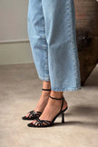 Mery Pearl Matte Ankle-Tie Women's Heeled Sandals