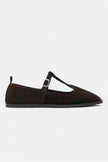 Mabel Bitter Brown Genuine Suede Leather Buckle Detail Flat Women's Ballet Flats