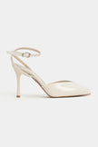 VELA Beige Rustic Open Toe Ankle Strap Women’s Heel Shoes