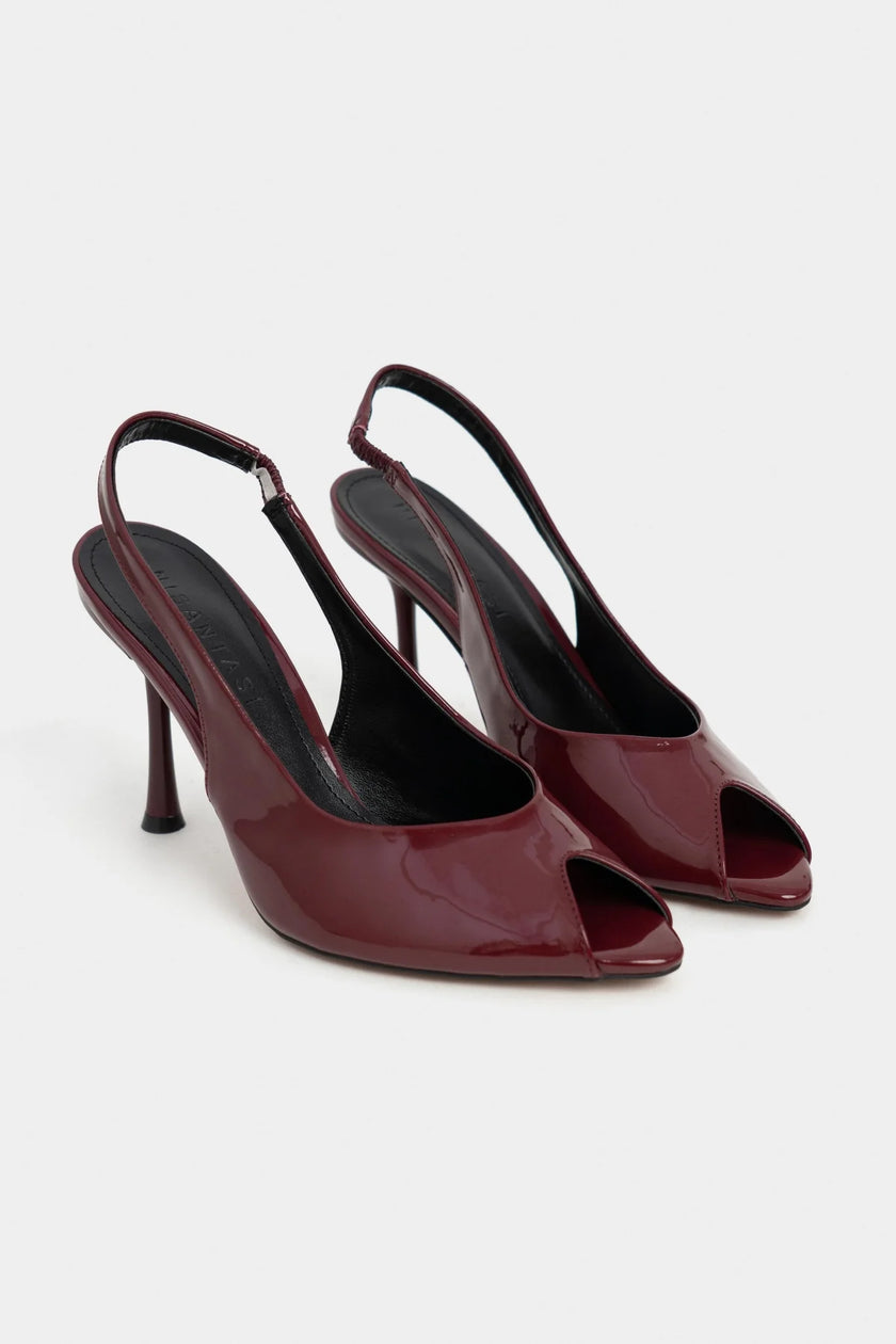 BETTY Burgundy Patent Open-Toe Women’s Heels