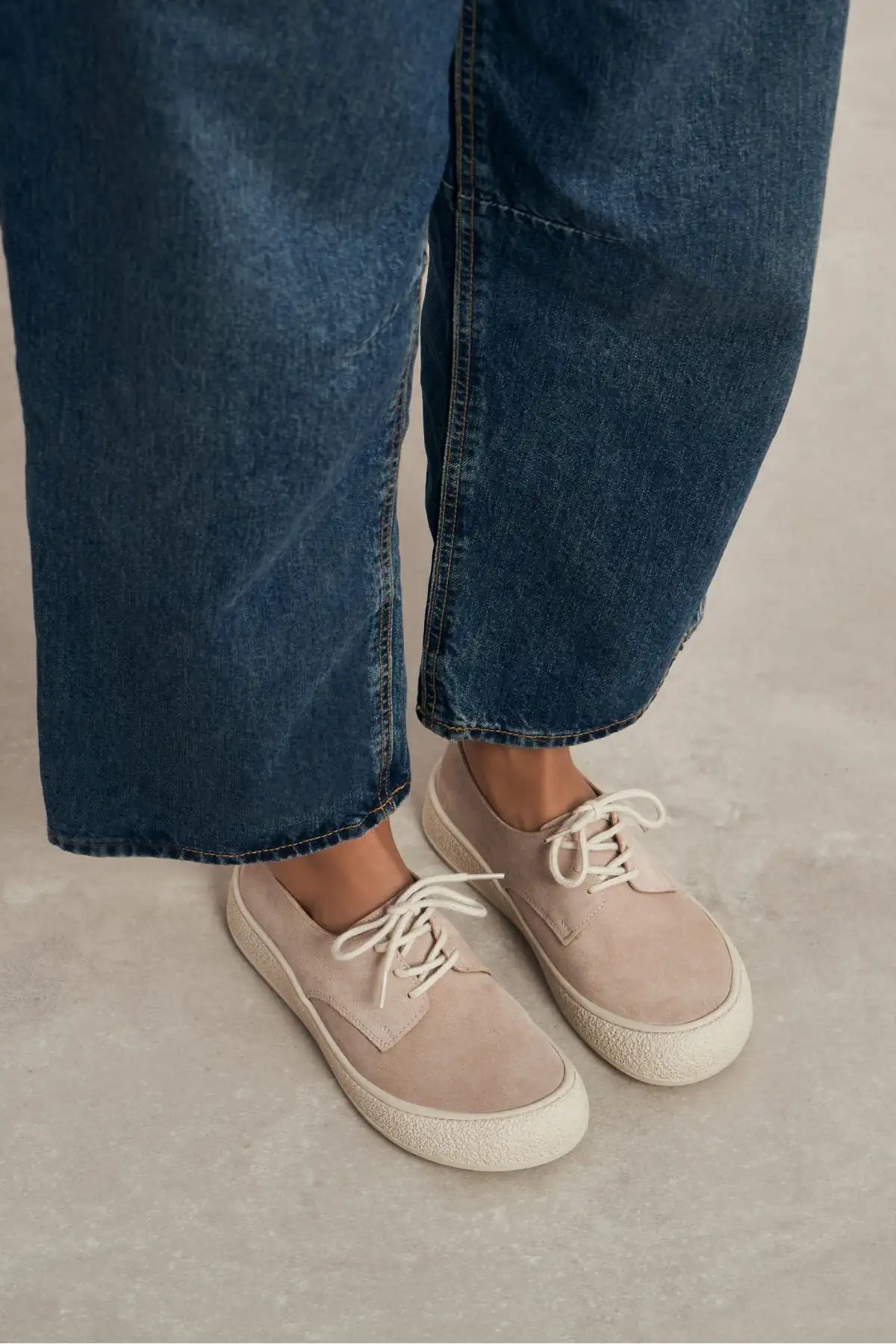 SPACE TEN GENUINE SUEDE LACE-UP CASUAL SNEAKER WOMEN'S SHOES