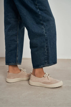 SPACE TEN GENUINE SUEDE LACE-UP CASUAL SNEAKER WOMEN'S SHOES