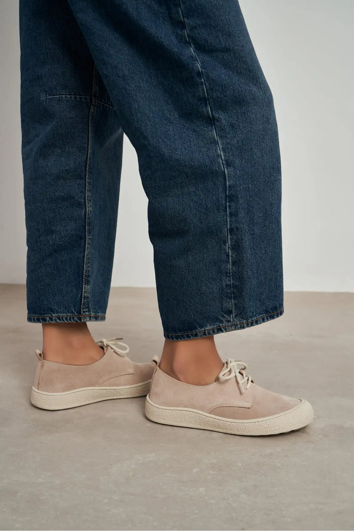 SPACE TEN GENUINE SUEDE LACE-UP CASUAL SNEAKER WOMEN'S SHOES