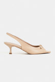RONE Nude Matte Pointed Toe Open Front Buckle Women’s Shoes