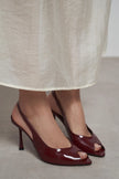 BETTY Burgundy Patent Open-Toe Women’s Heels