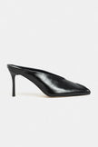 LILY Black Rustic Pattern Asymmetric Open Front Back Women’s Heeled Sandals