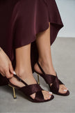 ZOYA Coffee Velvet Cross Strap Women’s Thin Heel Sandals