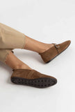 MERA TABA SUEDE BUCKLE DETAIL BUCKLE DETAIL FLAT SOLE WOMEN'S BALLERINA - PRE ORDER