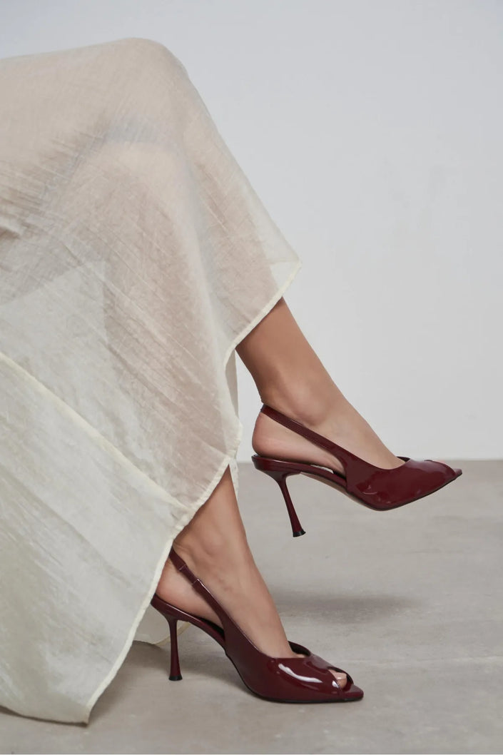 BETTY Burgundy Patent Open-Toe Women’s Heels