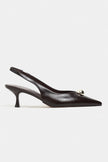 ALVERA Coffee Rustic Accessory Detail Pointed Toe Women’s Heel Shoes