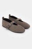 MERA DARK BEIGE BUCKLE DETAIL FLAT SOLE WOMEN'S BALLERINA