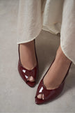 BETTY Burgundy Patent Open-Toe Women’s Heels