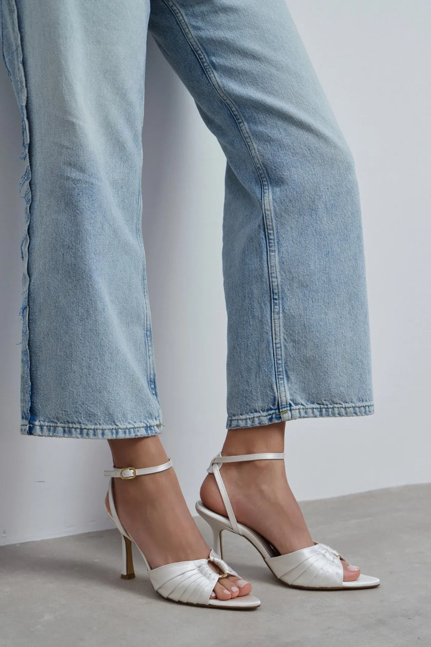 RAVEN Pearl Satin Ankle Strap Women’s Thin Heel Shoes