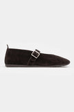 MERA BROWN SUEDE BUCKLE DETAIL BUCKLE DETAIL FLAT SOLE WOMEN'S BALLERINA