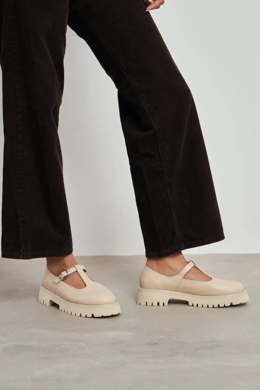 STANA BEIGE BUCKLE DETAIL THICK-SOLED WOMEN'S SHOES