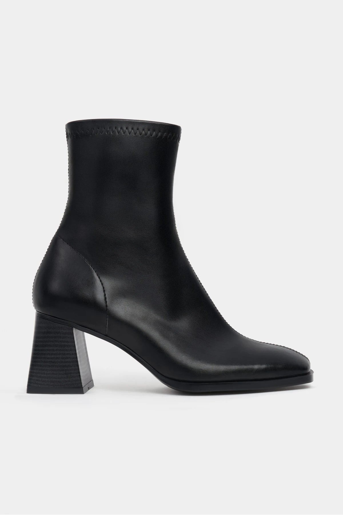 SABLEX BLACK MATTE ZIPPER DETAIL BLUT-TOE WOMEN'S HIGH-HEEL BOOTS