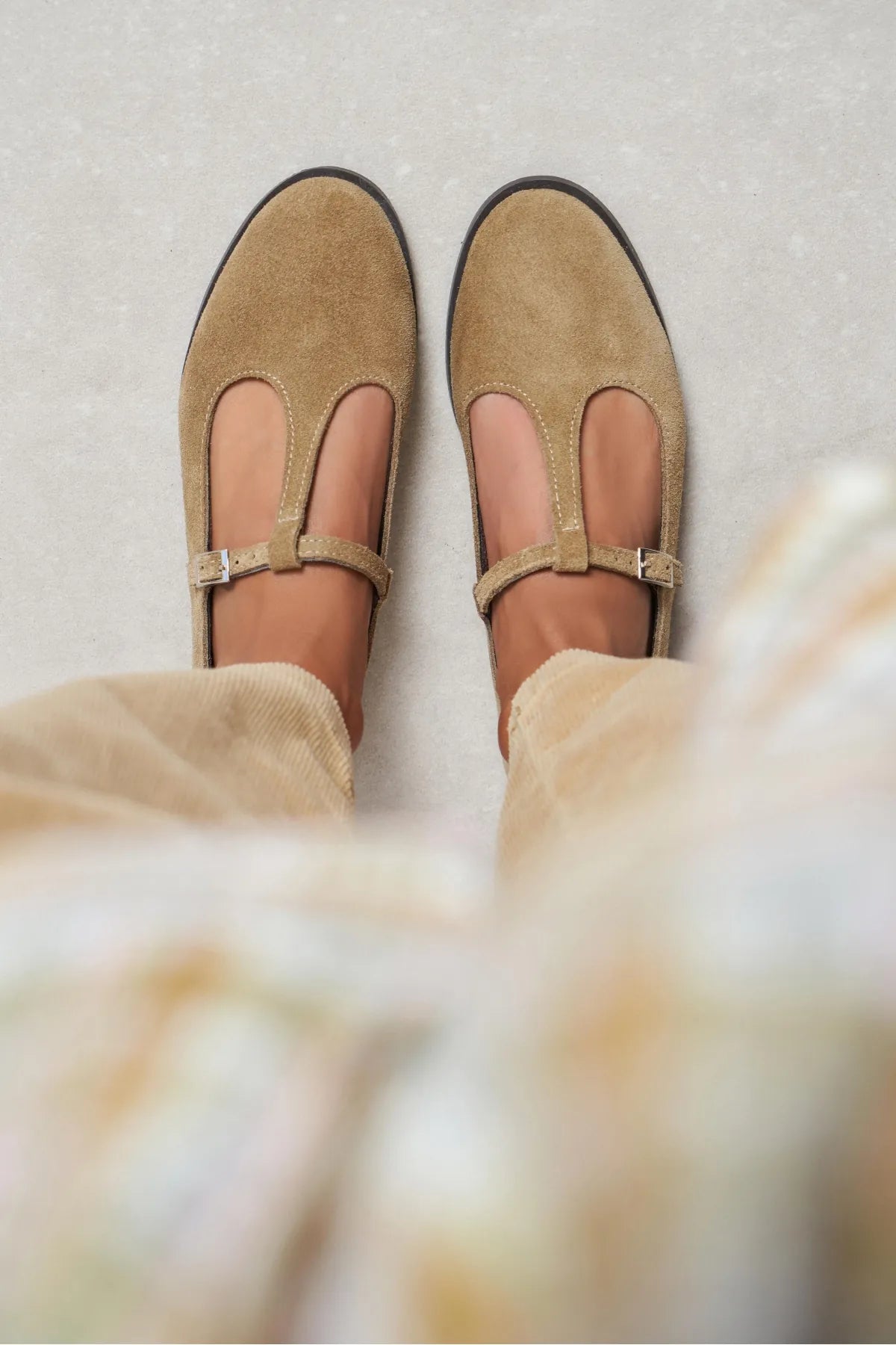 Mabel Rome Beige Genuine Suede Leather Buckle Detail Flat Women's Ballet Flats | FOOTWEAR | Lebbse Mabel Rome Beige Genuine Suede Leather Buckle Detail Flat Women's Ballet Flats | FOOTWEAR | Lebbse