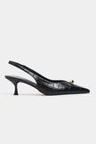 ALVERA Black Croco Texture Accessory Detail Pointed Toe Women’s Heel Shoes - Pre order