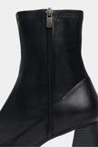SABLEX BLACK MATTE ZIPPER DETAIL BLUT-TOE WOMEN'S HIGH-HEEL BOOTS