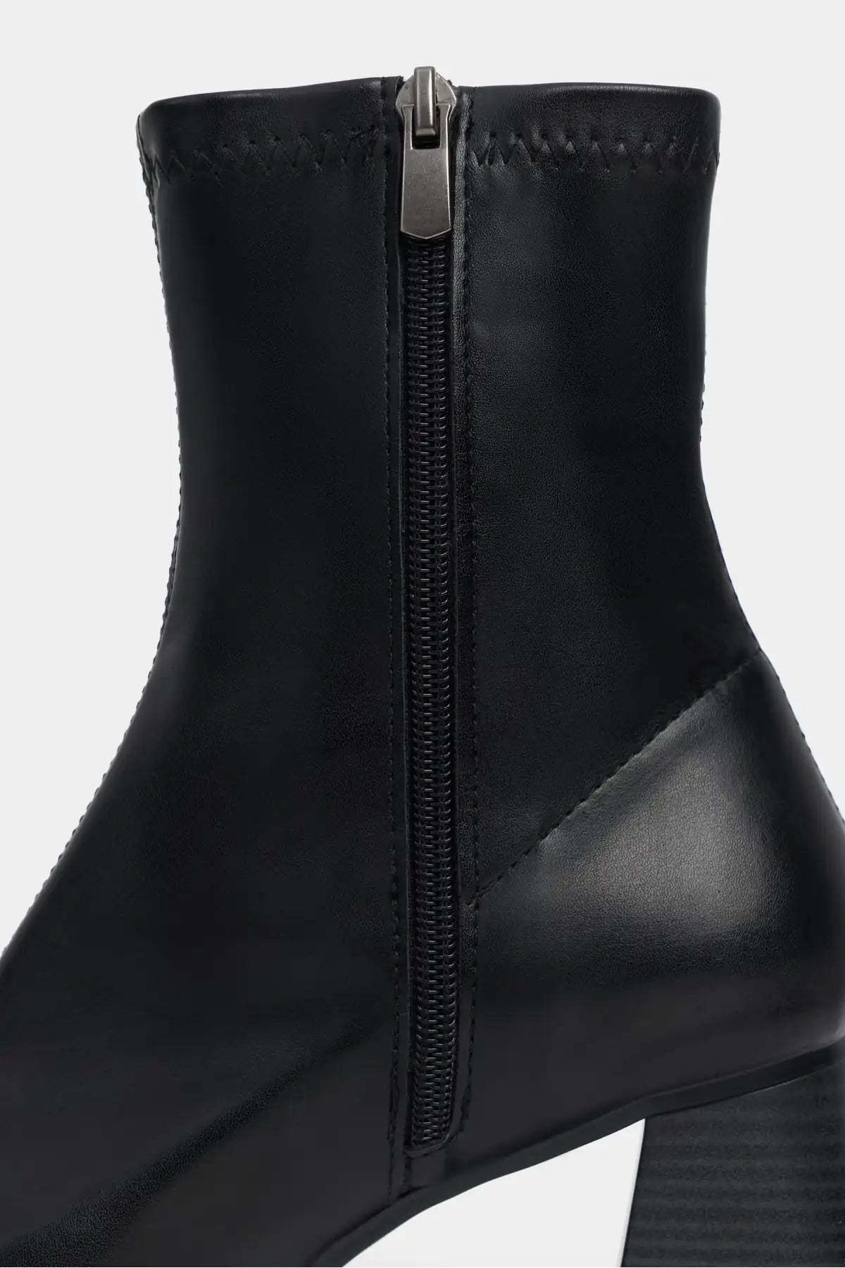 SABLEX BLACK MATTE ZIPPER DETAIL BLUT-TOE WOMEN'S HIGH-HEEL BOOTS