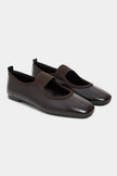 MORTY Coffee Rustic Patterned Women’s Daily Ballet Flats with Strap Detail