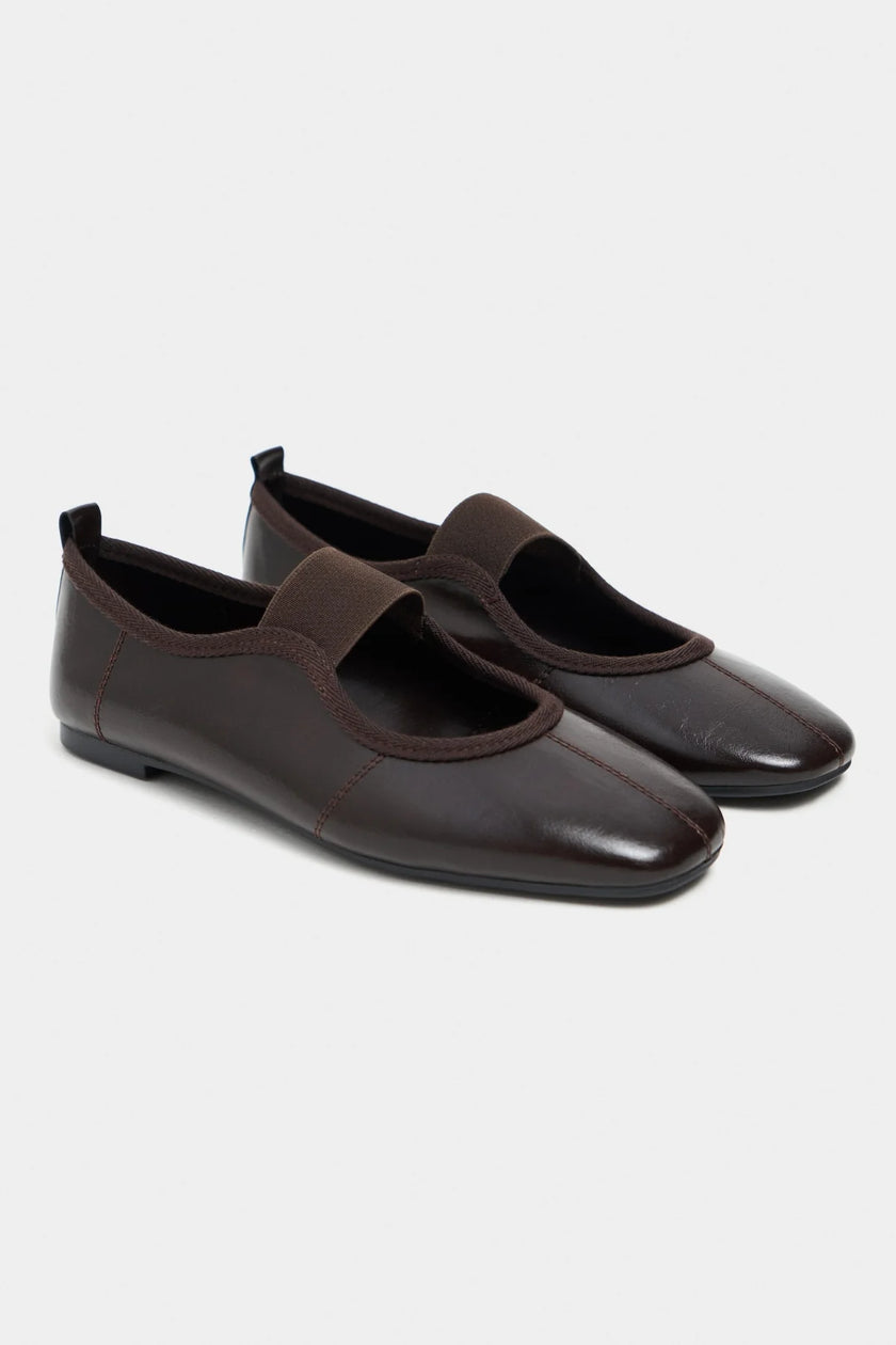MORTY Coffee Rustic Patterned Women’s Daily Ballet Flats with Strap Detail