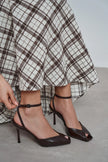 VELA Coffee Rustic Open Toe Ankle Strap Women’s Heel Shoes