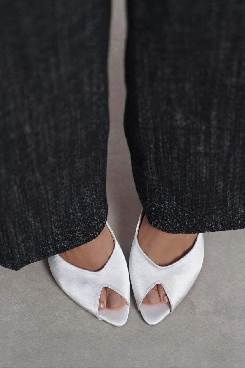 BETTY Pearl Satin Open-Toe Women’s Heels
