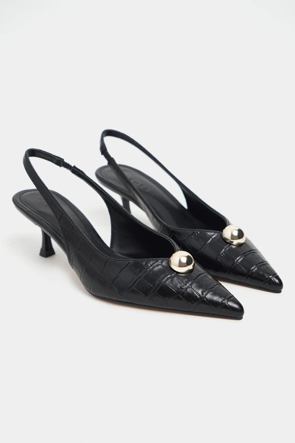 ALVERA Black Croco Texture Accessory Detail Pointed Toe Women’s Heel Shoes - Pre order | FOOTWEAR | Heels | Lebbse ALVERA Black Croco Texture Accessory Detail Pointed Toe Women’s Heel Shoes - Pre order | FOOTWEAR | Heels | Lebbse