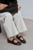 MORTY Coffee Rustic Patterned Women’s Daily Ballet Flats with Strap Detail