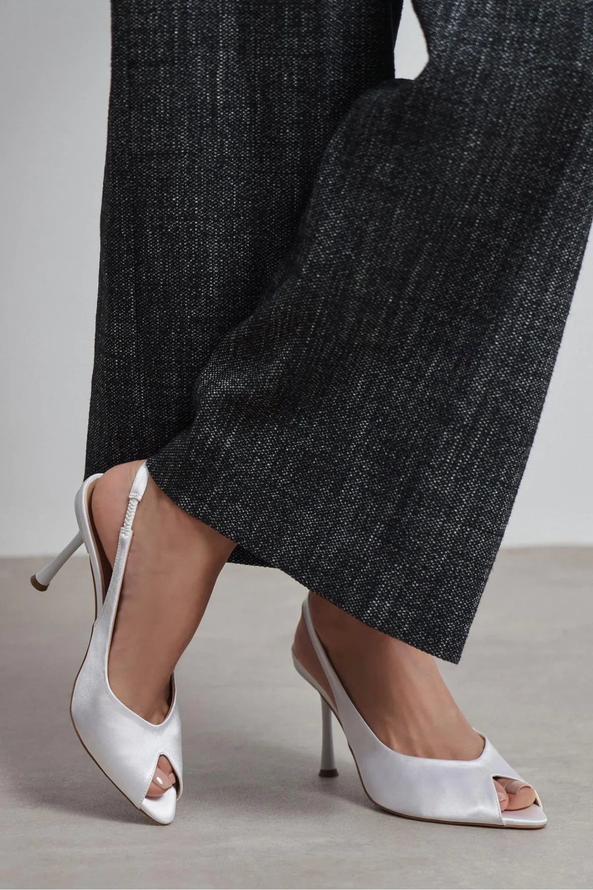BETTY Pearl Satin Open-Toe Women’s Heels