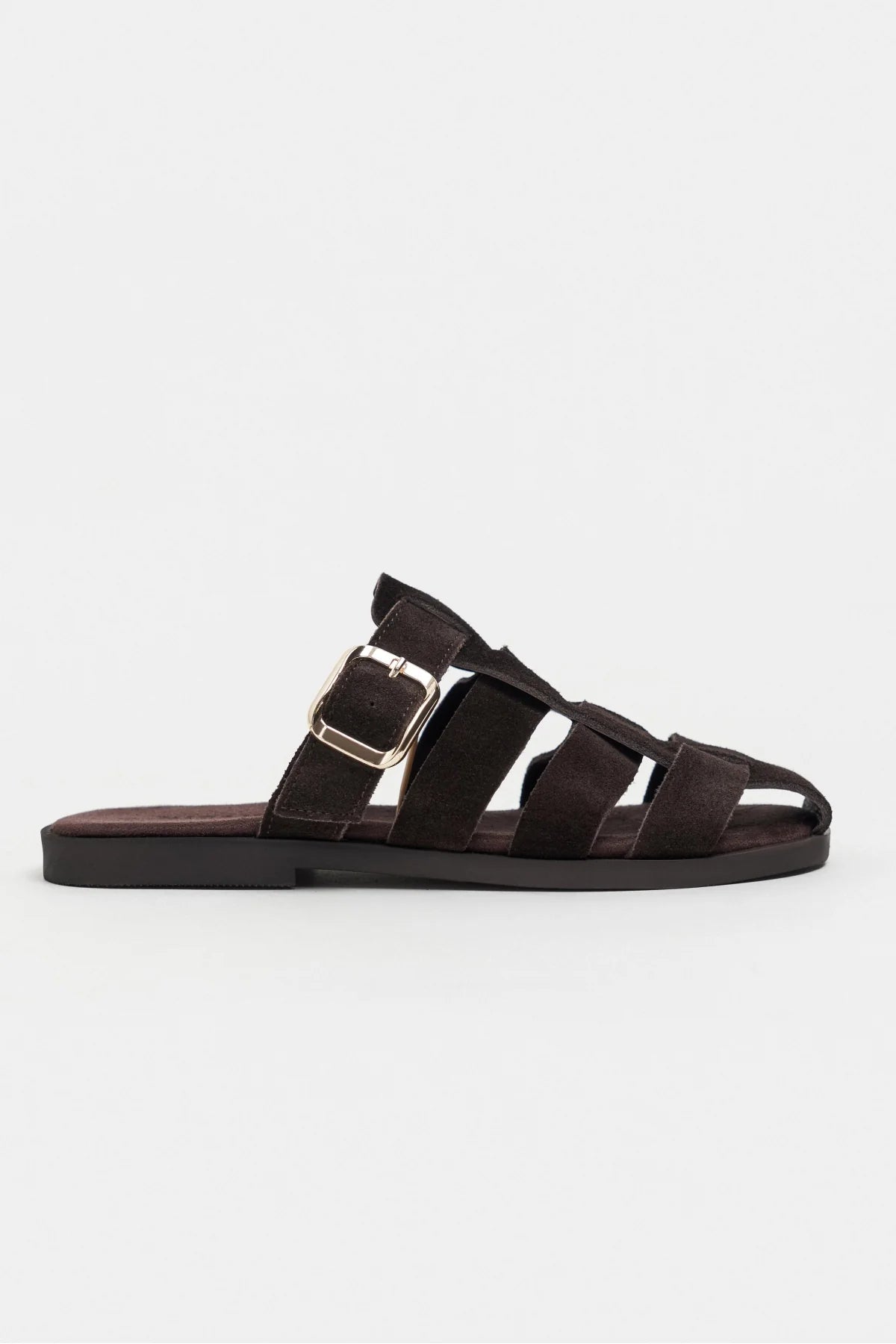 SIENTO BITTER BROWN SUEDE LEATHER WOMEN’S FLAT SLIPPERS