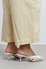 ROSIE Pearl Metallic Open-Toe Cage Detail Women's Heeled Slippers