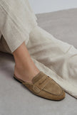 HARVEY Rome Beige Suede Women’s Loafer Mule Flats