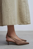 WILSON Brown Satin Neoprene Slingback Women’s Heels