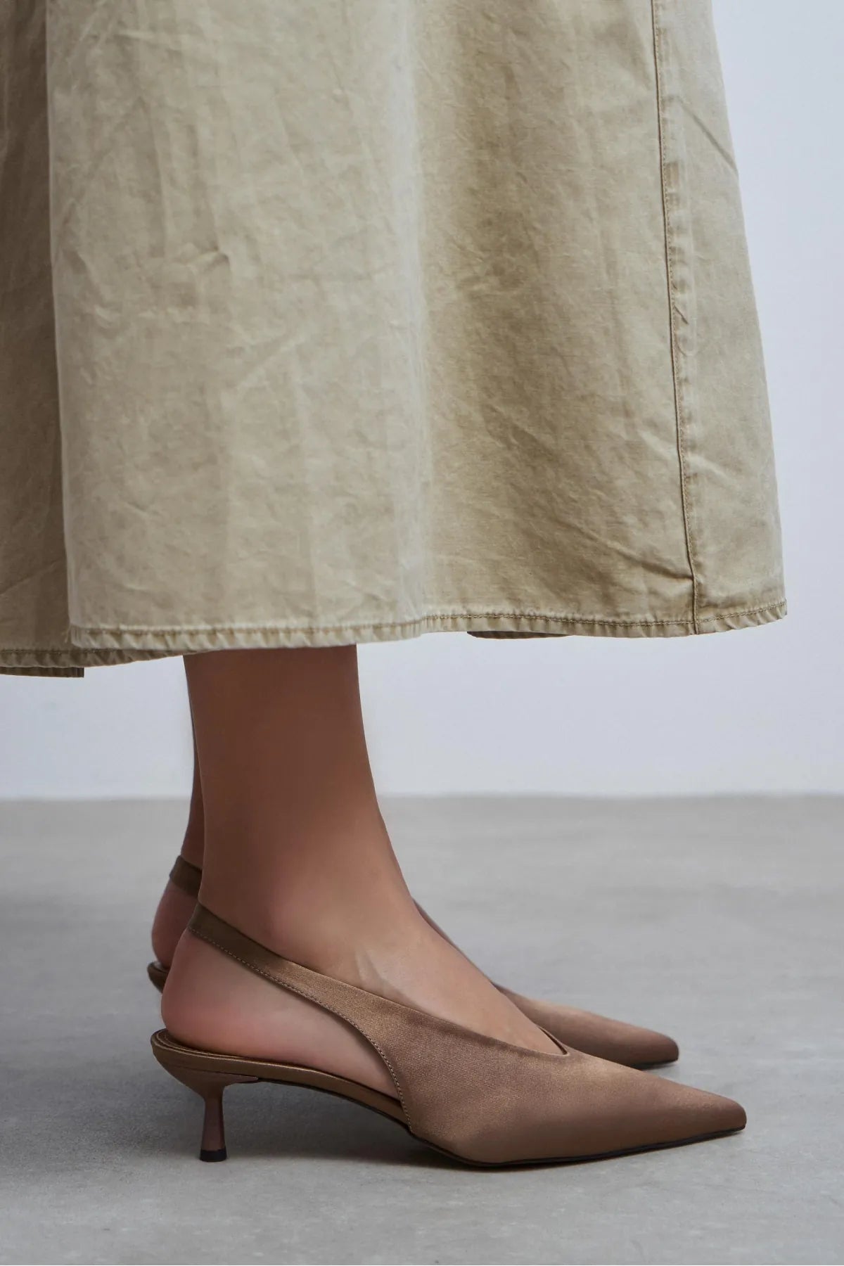 WILSON Brown Satin Neoprene Slingback Women’s Heels