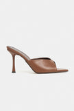 RODI Tan Matte Pointed-Toe Women's Heeled Slippers