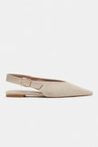 TESSA Beige Suede Pointed Toe Buckle Detail Low Heel Women’s Flats