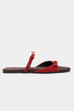 CALINA Red Suede Double Buckle Women's Flat Slippers