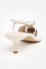 Sebastian Beige Patterned Matte Ankle Elastic Detail Women's High Heel Shoes