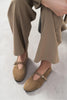 MERA Rome Beige Suede Buckle Detail Genuine Leather Women’s Flat Ballet Shoes