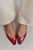ADEN Red Rustic Pattern Open Toe Pointed Women’s Heels